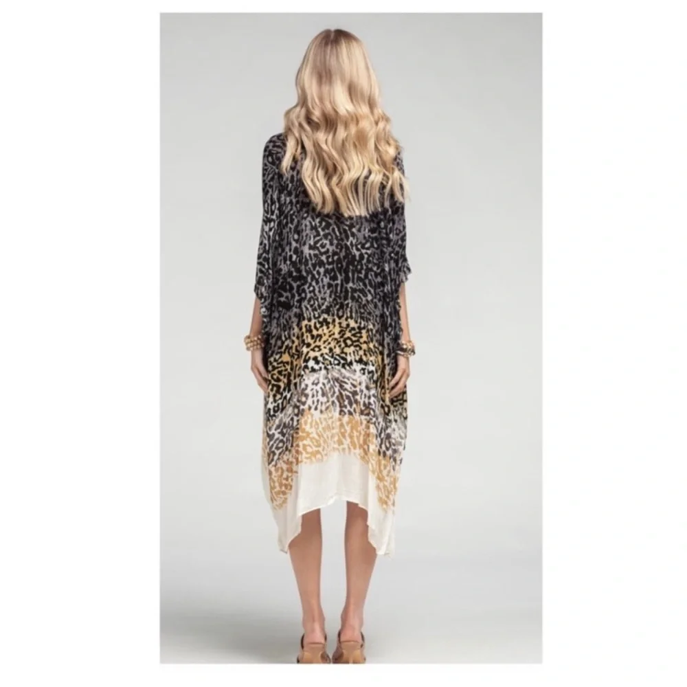 NEW Black Leopard Print Ombré Kimono - Picture 5 of 7